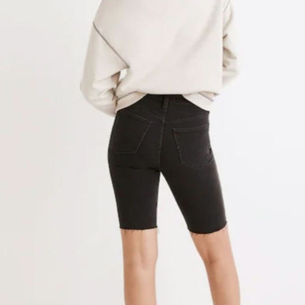 Madewell NWT Road Tripper Biker Shorts Black High Rise Raw Hem Casual 30 - Picture 6 of 12